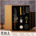 5color Machine Feather Dip Pen Set,Replaceable 5 Nib,Ink-Containing,Creative Quill