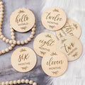 7PCS Newborn Photography Props Wooden Monthly Milestone Card Baby Shower Gift for Boys